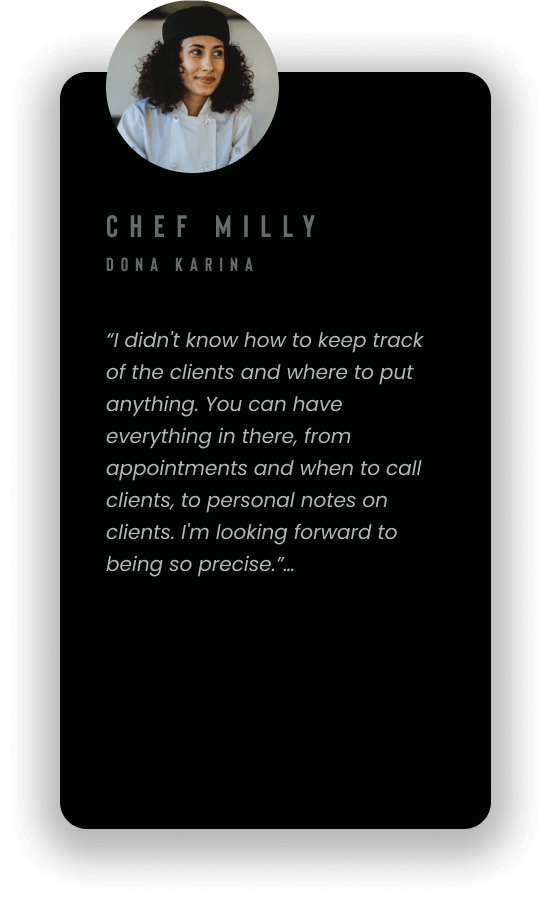 Client Testimonial for Chef Milly